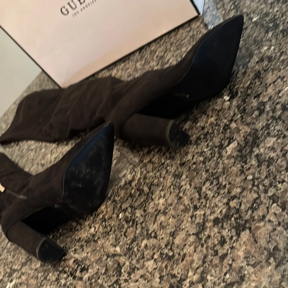 Guess Black Over the Knee Boots with Chunky Heel
